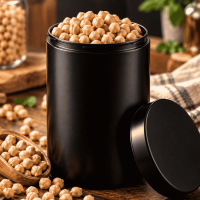 Чорна банка з кришкою 1,3 л для сипучих продуктів