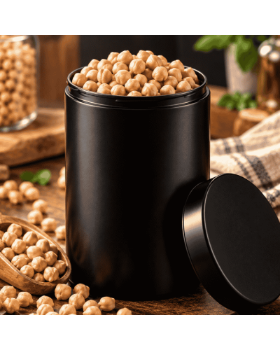 Чорна банка з кришкою 1,3 л для сипучих продуктів