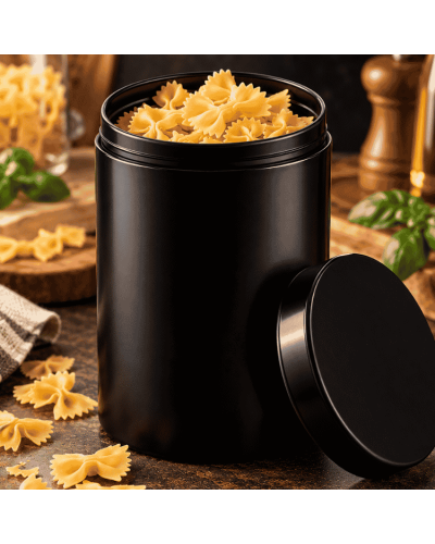 Чорна банка з кришкою 1,3 л для сипучих продуктів
